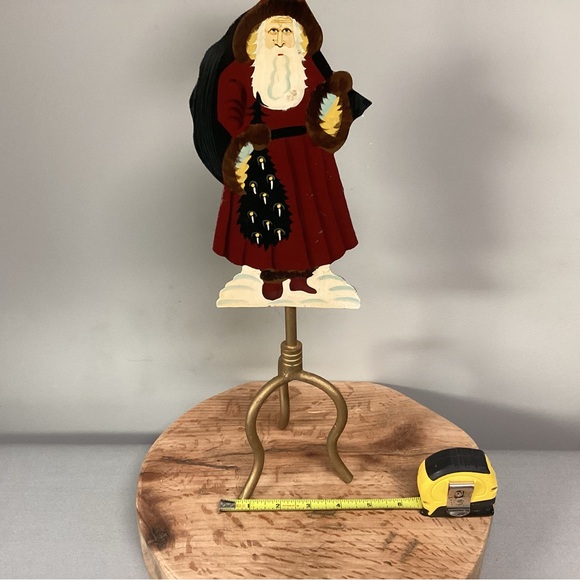 Vintage Farmhouse Old World Rustic Santa Themed Taper Candle Holder - Tall - Picture 9 of 10